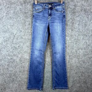 Enjean Jeans Womens 1/25 Blue Cotton Stretch Medium Wash Mid Rise Flare Leg
